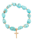 Blue Magnesite on the Cross Golden Charm Bracelet