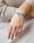 Blue Magnesite on the Cross Golden Charm Bracelet