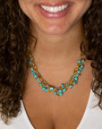 Blue Magnesite Stones Golden Chain Necklace