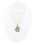 Blue Turquoise and Agate Honey Drip Golden Necklace