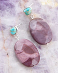 Blue Turquoise and Brown Mookaite Drop Earrings