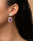 Blue Turquoise and Brown Mookaite Drop Earrings