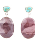 Blue Turquoise and Brown Mookaite Drop Earrings