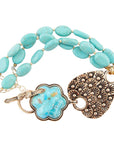Blue Turquoise Flower Golden Toggle Bracelet