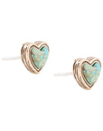 Heart Blue Turquoise Golden Stud Earrings