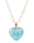 Blue Turquoise Heart Pendant Golden Necklace