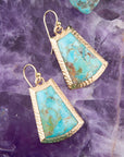 Blue Turquoise Jeweled Statement Golden Earrings