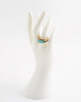 Blue Turquoise Line Golden Ring