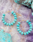 Blue Turquoise Magnesite Golden Hoop Earrings