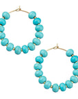 Blue Turquoise Magnesite Golden Hoop Earrings