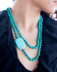 Blue Turquoise Magnesite Stone Knotted Necklace