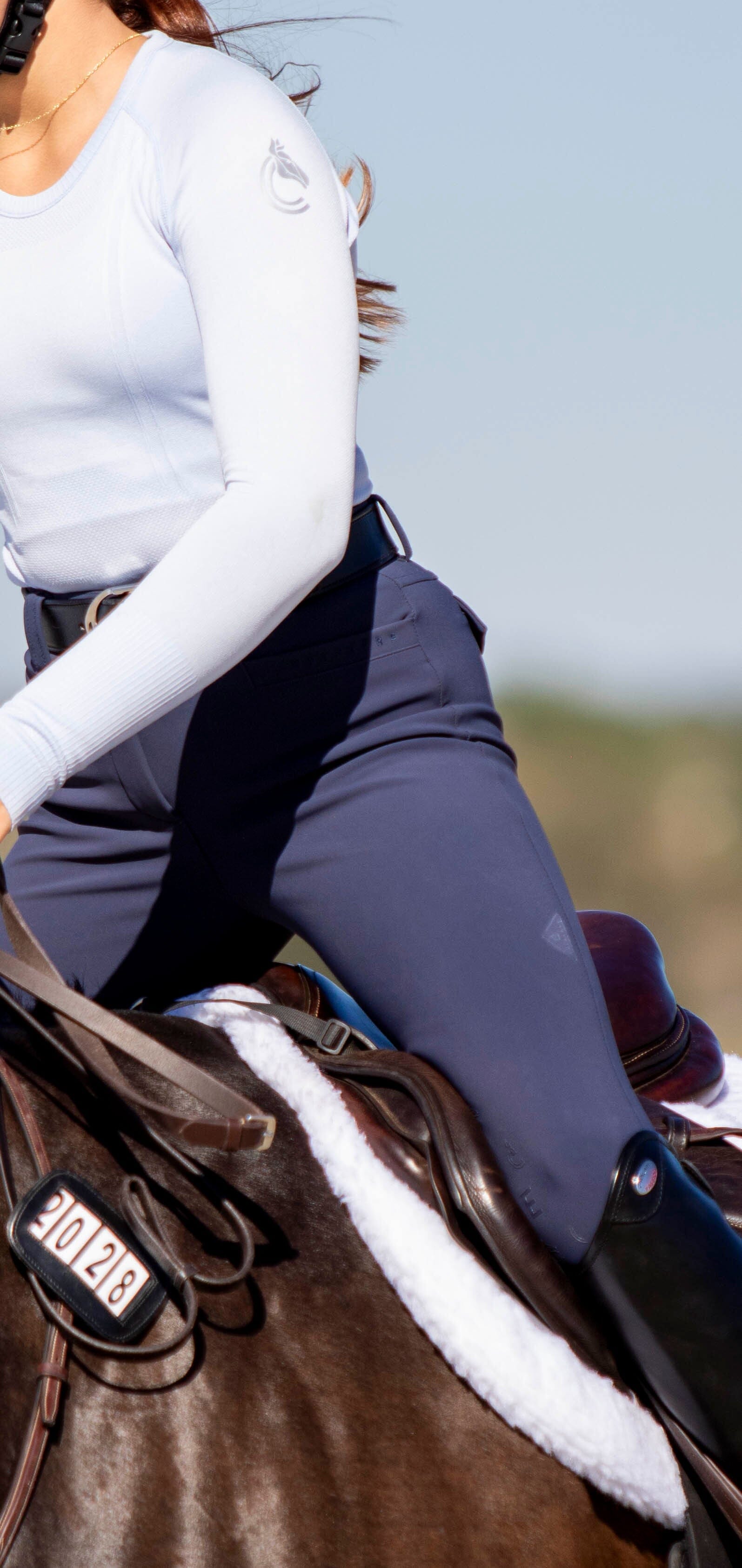 Juliette High Compression Breeches in Steel Blue - Premium