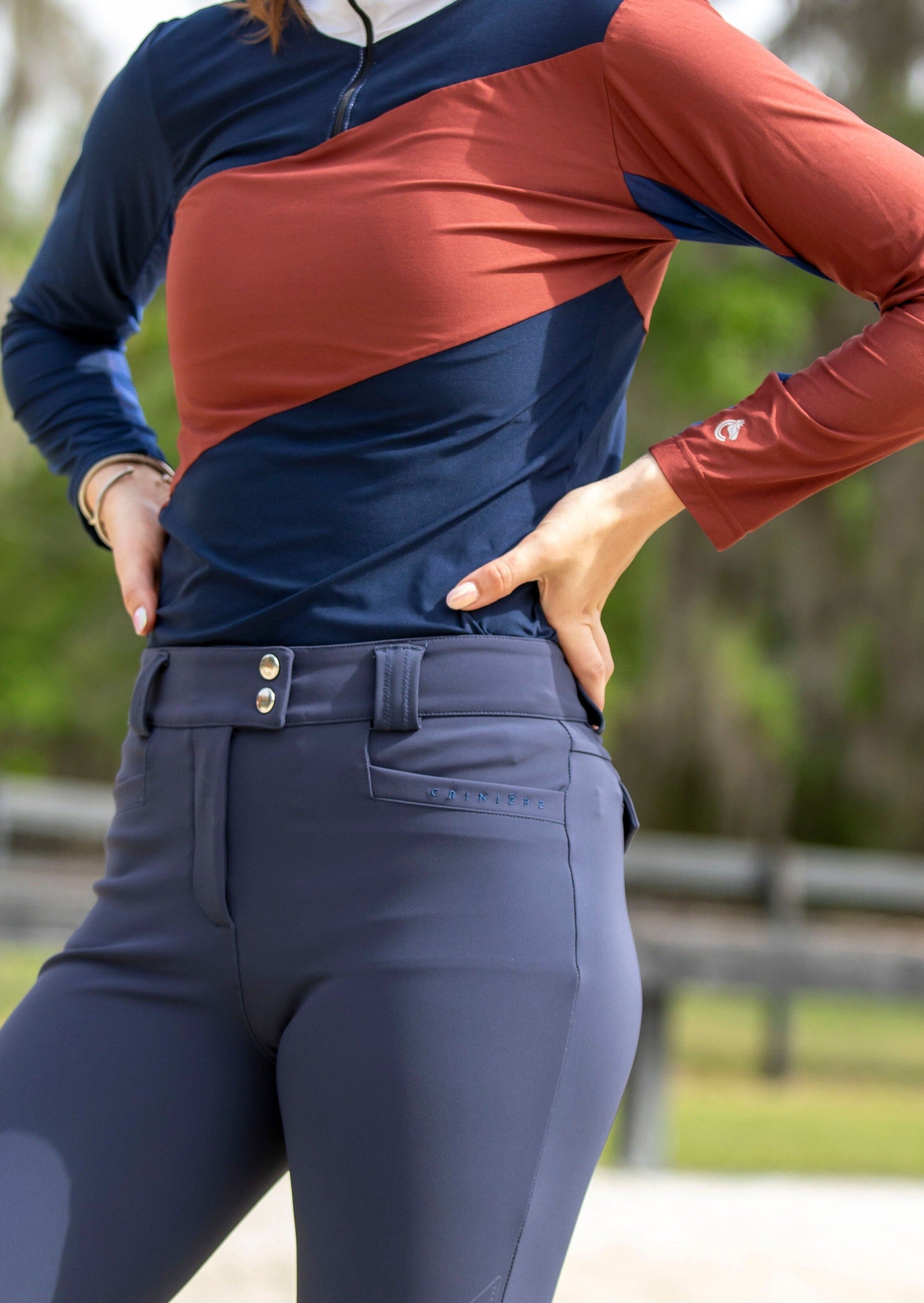 Juliette High Compression Breeches in Steel Blue - Premium