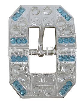 Bright Silver Aqua - Clear Crystal Conchos - Sizes from 1&quot;- 3&quot; and Buckles