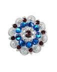 Red White & Blue Bright Silver 1.5" European Crystal Concho