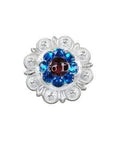 Red & Blue Bright Silver 1" European Crystal Concho