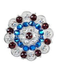 Red White & Blue Bright Silver 2" European Crystal Concho
