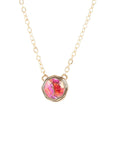 Luca Pink Magenta Spiny Oyster Golden Pendant Necklace