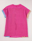 Colorblock Corded Knit Crewneck T-Shirt