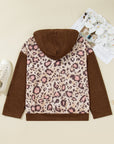 Plus Size Leopard Knit Patchwork Hoodie