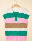 Plus Size Stripe Colorblock V-Neck Sweater