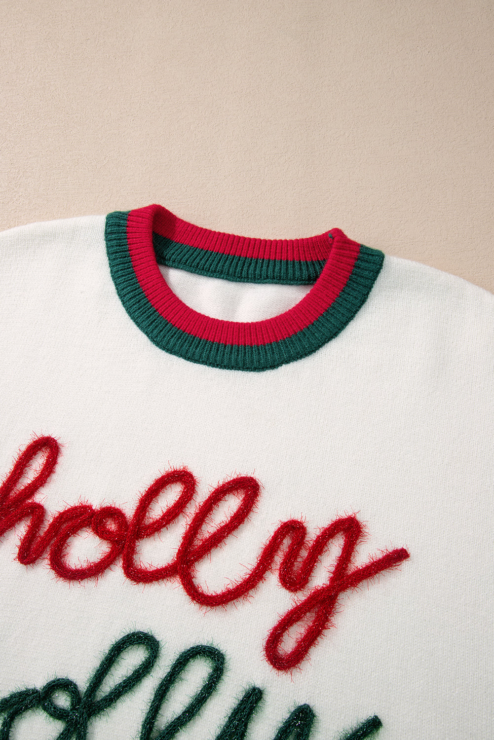 Plus Size Christmas Holly Jolly Colorblock Edge Sweater