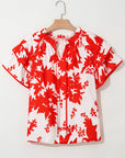 Zoya Tiered Ruffled Sleeve V Neck Blouse