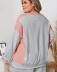 Plus Size Colorblock Pullover and Shorts Set