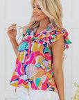 Charli Ruffled Flutter Sleeve Blouse