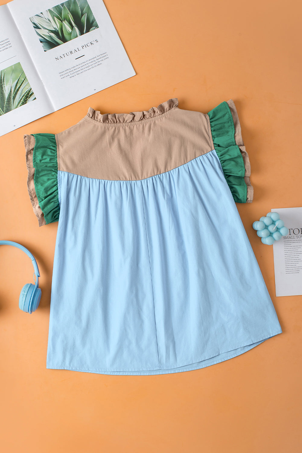 Maci Ruffled Sleeve Frill V Neck Blouse