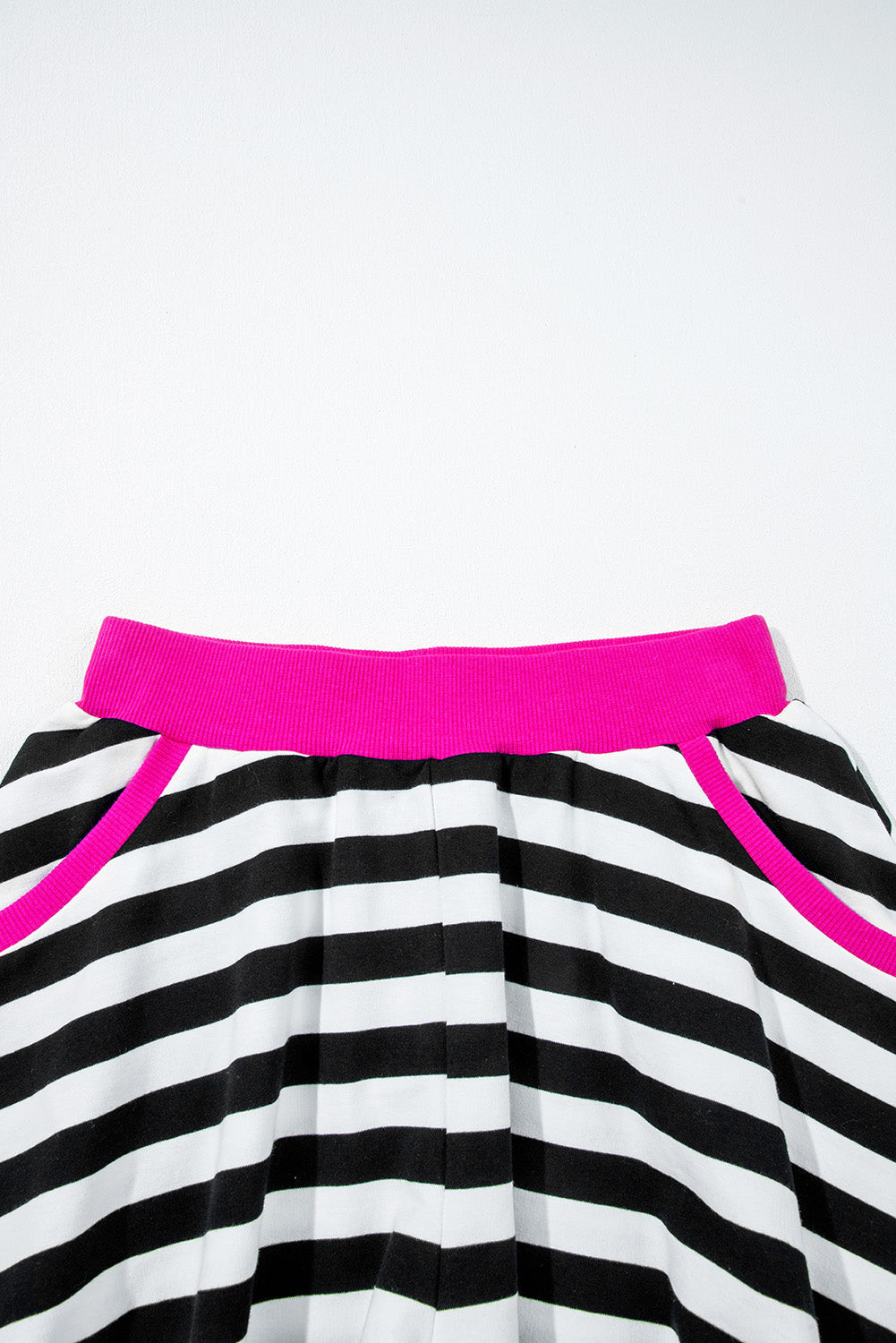 Stripe Contrast Ribbed Top and Shorts Set