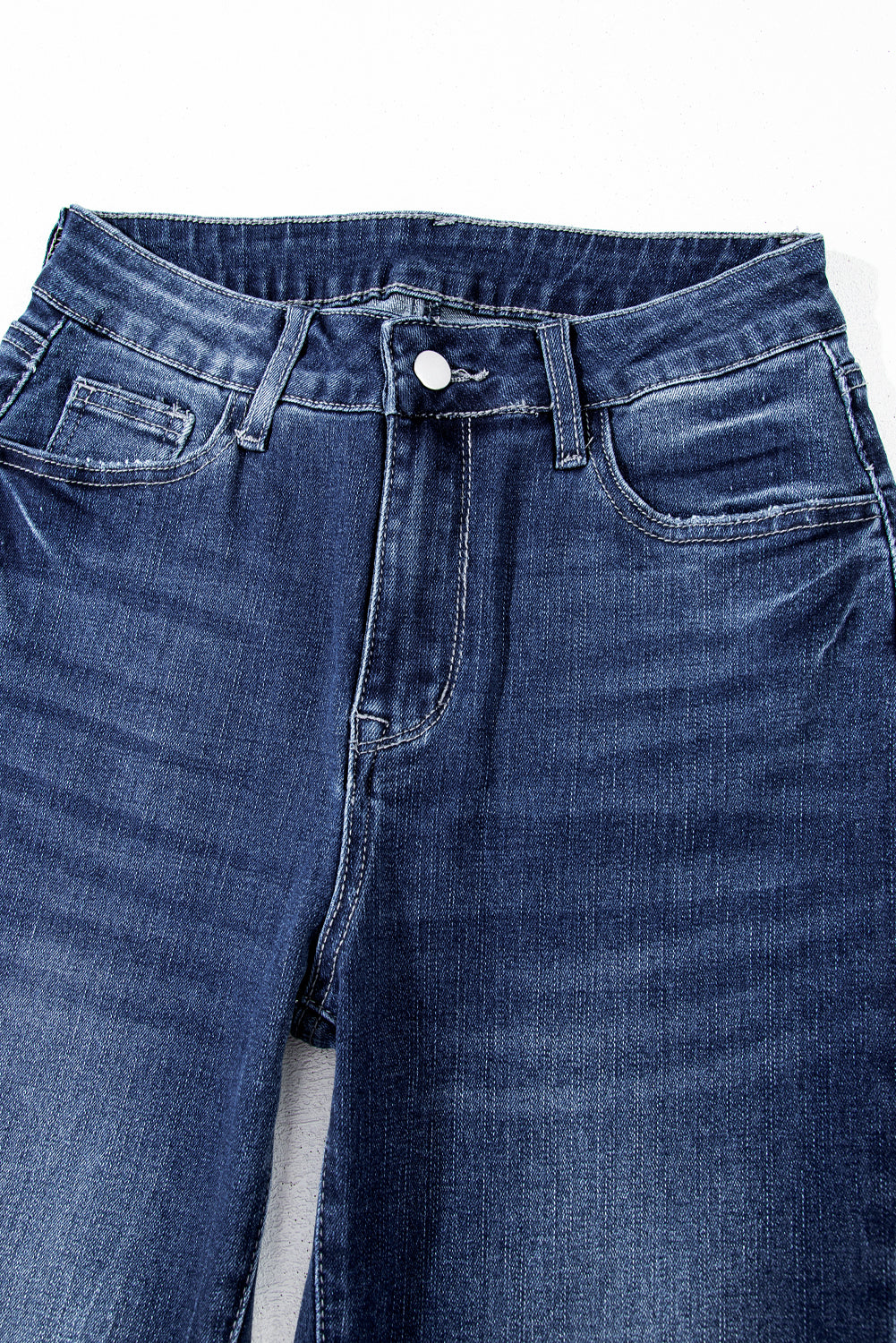 Solid Mineral Wash Raw Hem Flared Jeans