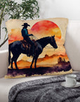 Watercolor Desert Cowboy Throw Pillow Case Made in America