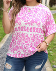 Amiri Floral Curved Hem Plus Size Top