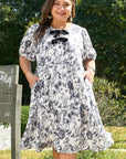 Luciana Plus Size Floral Bow Detail Midi Dress