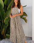Leopard Bib Wide Leg Jumpsuit