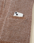 Solid Knit Open-Front Pocketed Cardigan