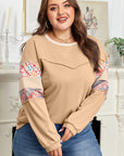 Plus Size Floral Patchwork Reverse Seam Top