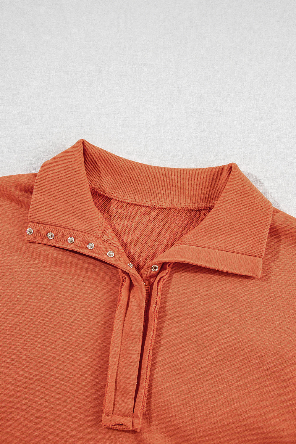 Solid Collared Drop Shoulder Side Slit Sweatshirt