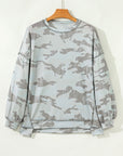 Camo Reverse Seam Drop Shoulder Sweatshirt