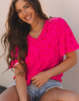 Laurel Leopard Frilly V Neck Short Sleeve Blouse