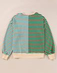 Stripe Colorblock Drop Shoulder Oversized Sweatshirt