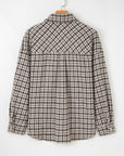 Plaid Corduroy Patchwork Pocketed Button-Up Shacket