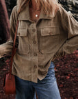 Textured Button-Up Chest Pocket Shacket