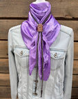 35X35" Solid Lavender Wild Rag / Scarf - Leather Slide and Bolo Tie