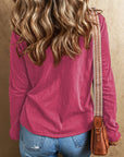 Kinsely V Neck Center Seam Long Sleeve Tee