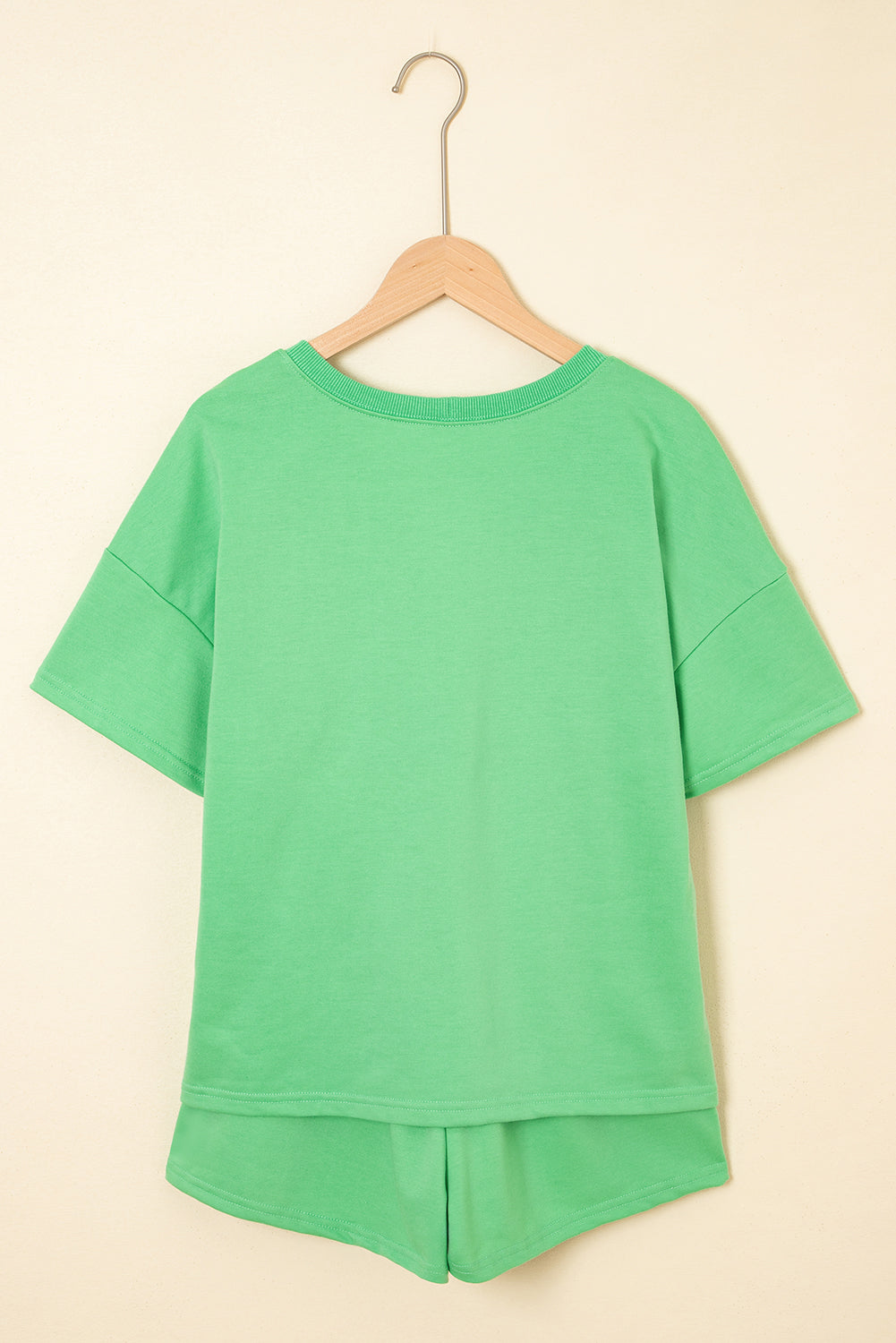 Solid V-Neck Tee and Drawstring Shorts Set