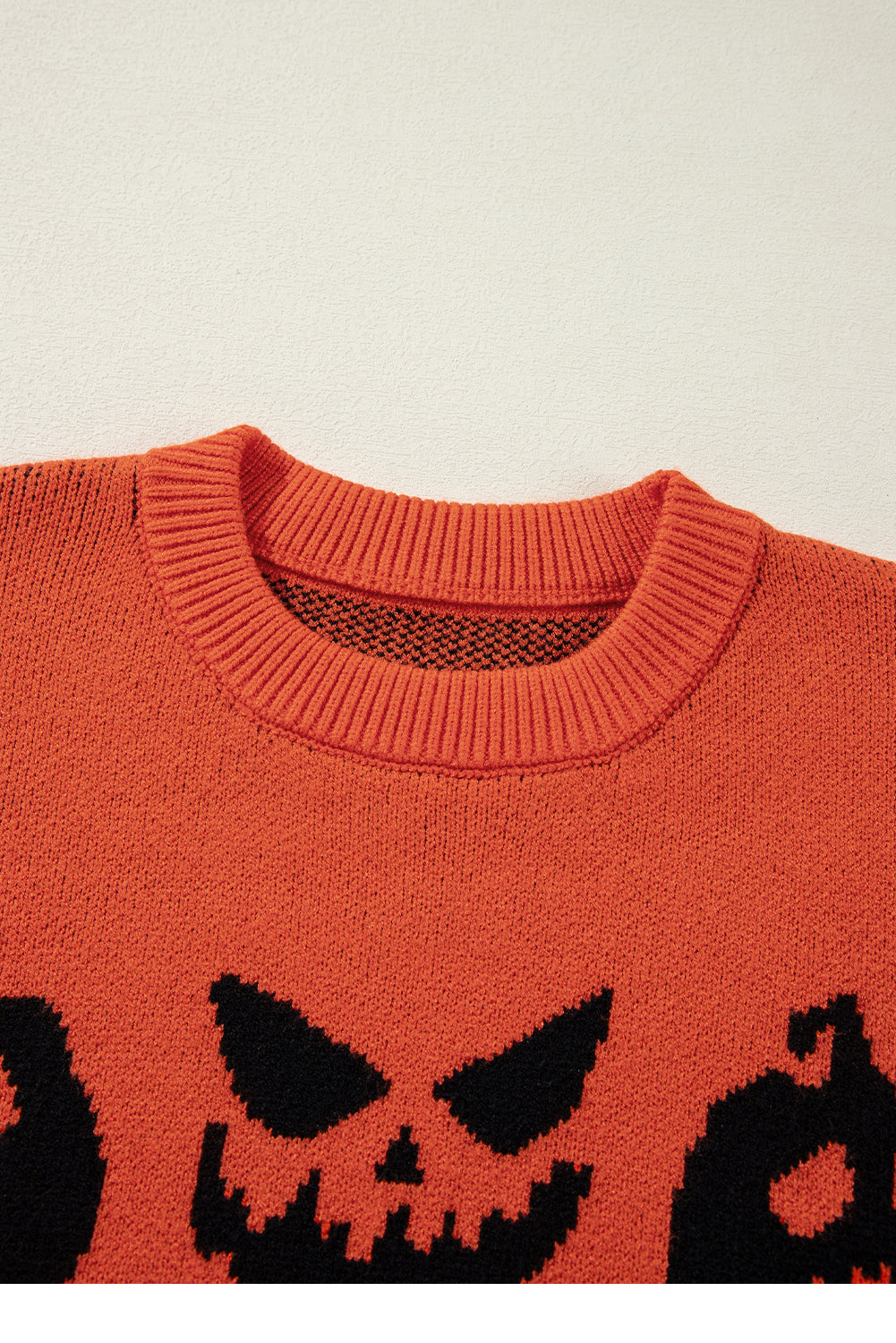 Halloween Pumpkin Face Drop Shoulder Sweater