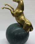 Rearing Stallion Mustang Horse Bronze Marble Statue Sculpture Western Art Gift