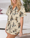 Vintage Cowgirl Satin Ruffle Western Pajama Set